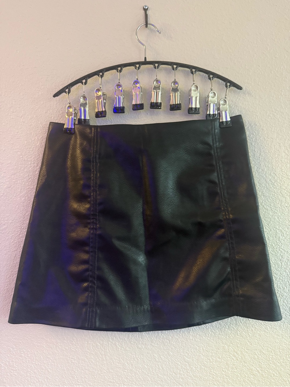 H&M Black Faux Leather Mini Skirt